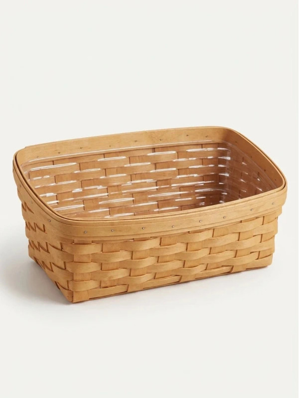 Longaberger 2003 Rectangular Basket w Clear Plastic Protector Liner USA